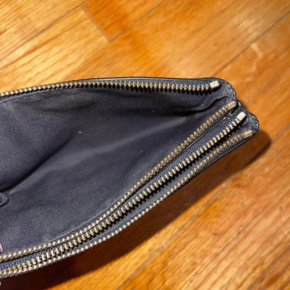 Coach Dusty Dark Blue Pebbled Leather Pouch